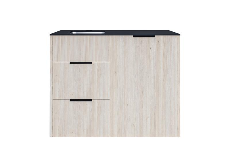 NORD MINI KITCHEN OSLO LYS EIK – SORT B.PLATE 117CM VASK V. U/IND.TOPP