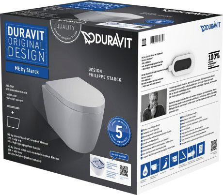 Me by Starck Kompakt Veggtoalett i Duravit Box – Rimless® - uten skyllekant inkl Softclose sete