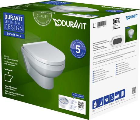 Duravit No.1 Veggtoalett i Duravit Box – Rimless® - uten skyllekant. Inkl. Softclose sete