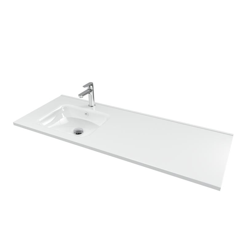 Servant INA 120 thin enkel venstre 120x46x2cm støpemarmor hvit