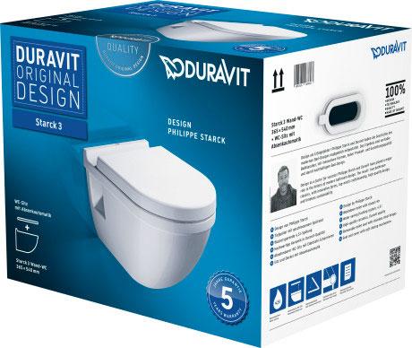 Starck 3 Veggtoalett i Duravit Box – åpent feste – inkl. Softclose sete