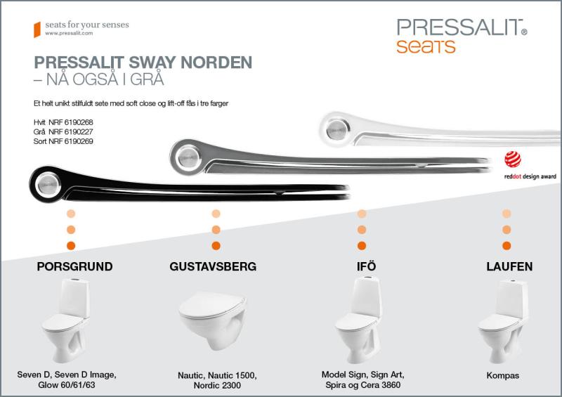 Pressalit Sway NORDEN – Antrasittgrå – m/soft close og lift-off